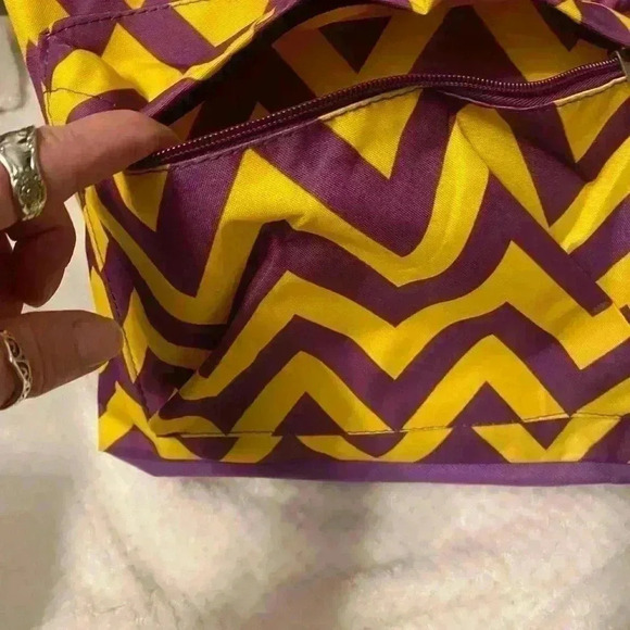 Purple & Gold/yellow booksack in chevron pattern. NWOT SFPF home. - Picture 5 of 5